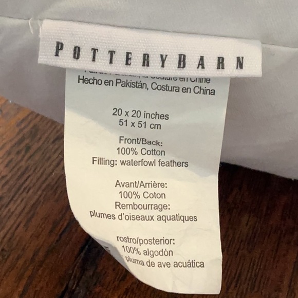 Two pottery barn, water foil feathers insert pillows 20” x 20” - Picture 2 of 2